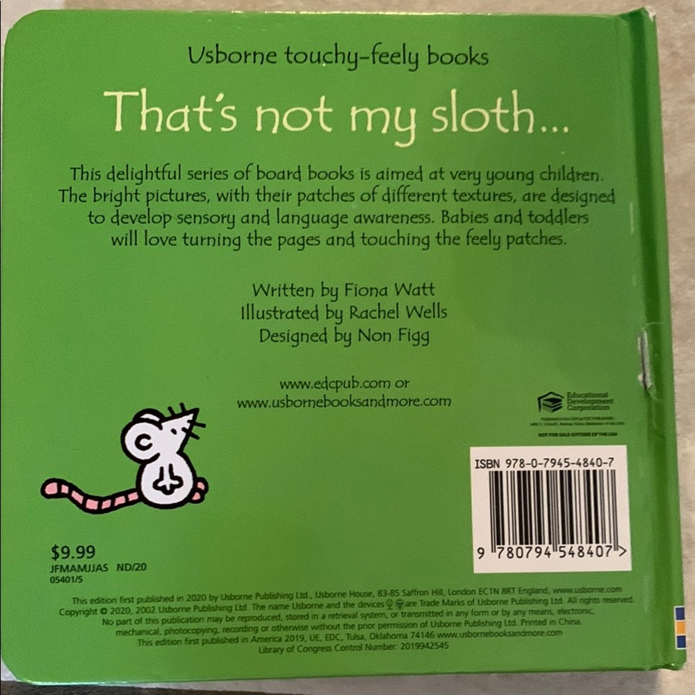 Usborne Touchy-Feely Book - That's Not My Sloth - Children’s Book - Picture 5 of 8
